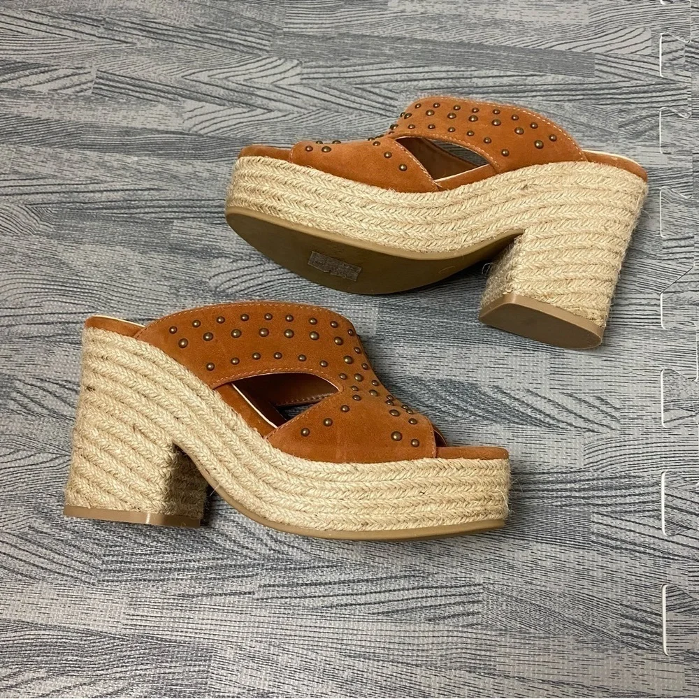 Miim “Ada” Studded Notch Platform Heels
